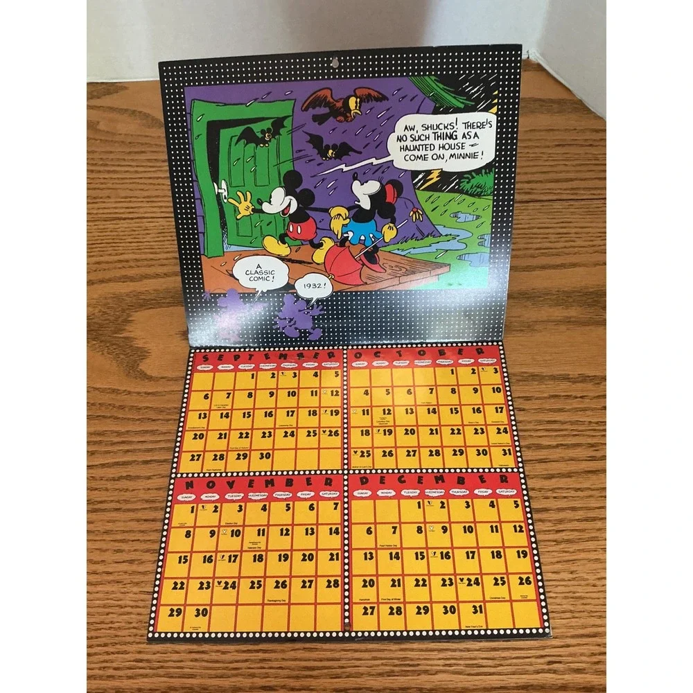 Vintage 1993 Mickey Mouse Comics Wall Calendar Disney Cleo Classic 1930s Style